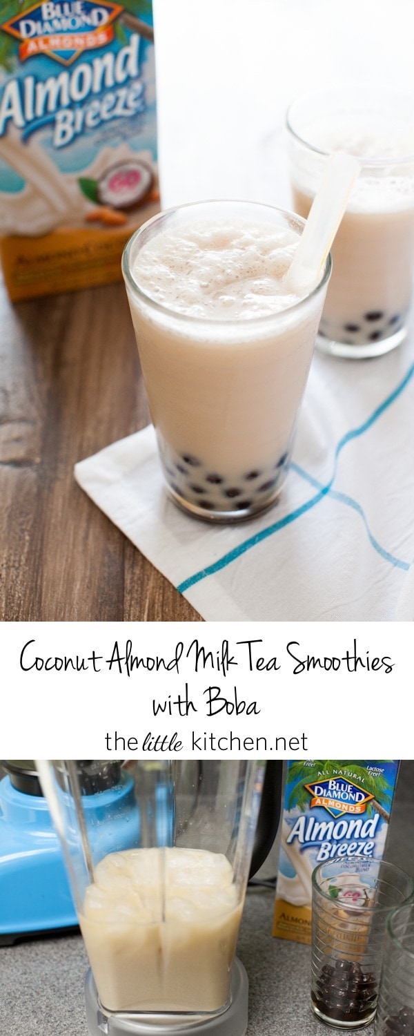 These smoothies are really really easy to make and with coconut almondmilk, you'll love it!! Coconut Almond Milk Tea Smoothies from thelittlekiitchen.com