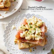 So easy to make...the flavors of the roasted cauliflower go so well well with butter, goat cheese & prosciutto! Roasted Cauliflower Toast with Goat Cheese & Prosciutto from thelittlekiitchen.com