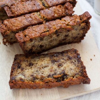 This bread is so easy to make and it's made with almondmilk! Chocolate Chip Banana Bread from thelittlekiitchen.com