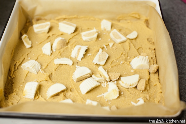 Peanut Butter Cookie Pie Bars from thelittlekiitchen.com