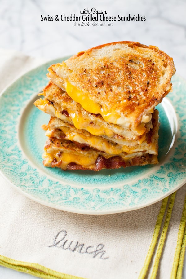 Swiss & Cheddar Grilled Cheese Sandwiches from thelittlekiitchen.com