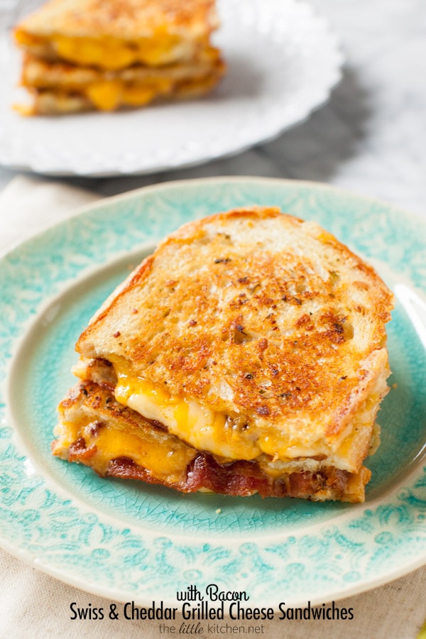 Swiss & Cheddar Grilled Cheese Sandwiches from thelittlekiitchen.com