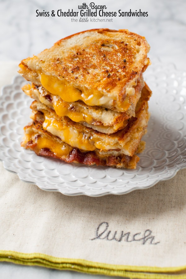 Swiss & Cheddar Grilled Cheese Sandwiches from thelittlekiitchen.com