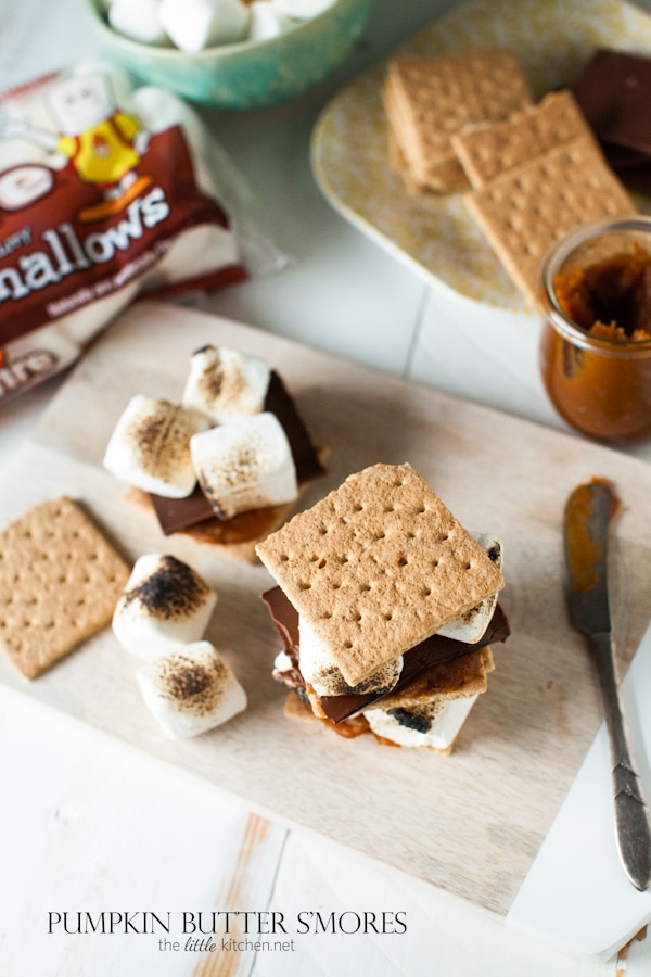 so easy and amazing! Pumpkin Butter S'mores from thelittlekiitchen.com