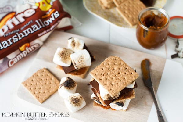 so easy and amazing! Pumpkin Butter S'mores from thelittlekiitchen.com