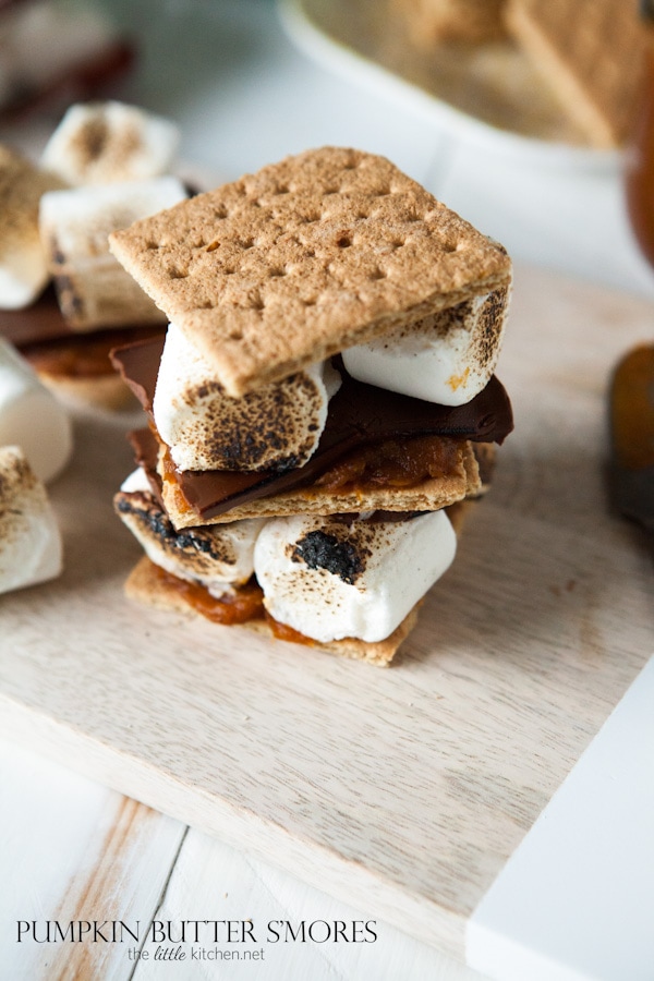 so easy and amazing! Pumpkin Butter S'mores from thelittlekiitchen.com