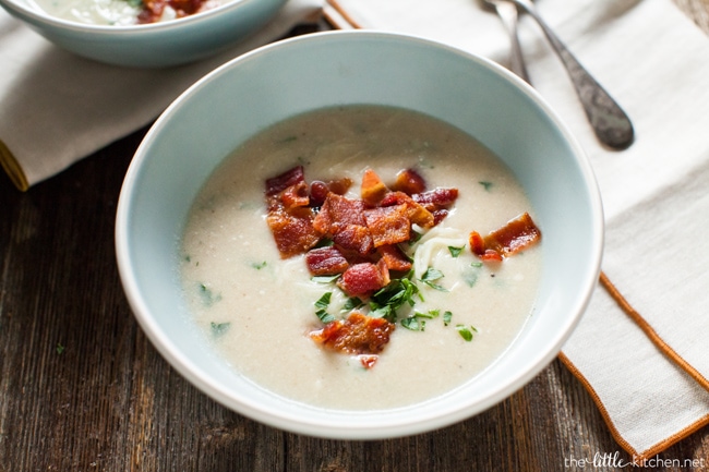 Cheesy Cauliflower Soup from thelittlekiitchen.com