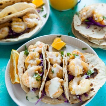 Orange Shrimp Tacos from thelittlekiitchen.com
