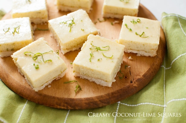 Creamy Coconut Lime Squares from thelittlekiitchen.com