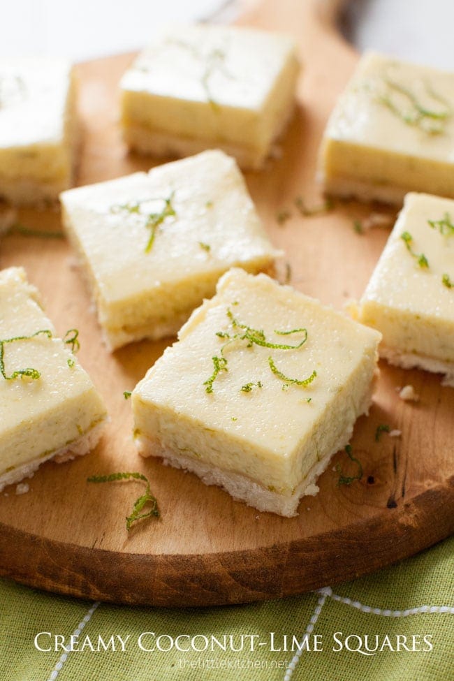 Creamy Coconut Lime Squares from thelittlekiitchen.com