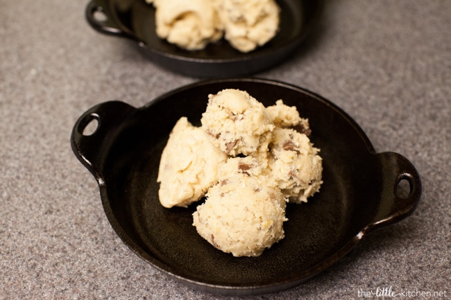 Chocolate Chunk Skillet Cookies from thelittlekiitchen.com