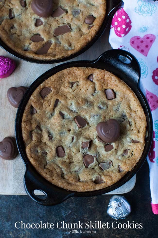 Chocolate Chunk Skillet Cookies from thelittlekiitchen.com