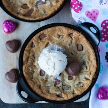 Chocolate Chunk Skillet Cookies from thelittlekiitchen.com