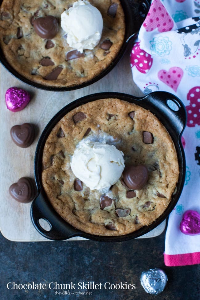 Chocolate Chunk Skillet Cookies from thelittlekiitchen.com
