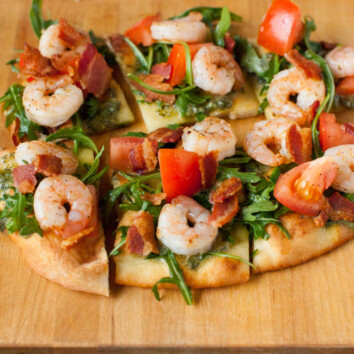 BLT Shrimp Flatbreads from thelittlekiitchen.com