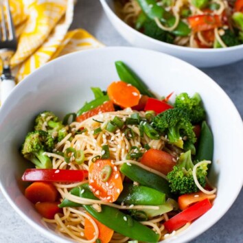 Orange Sesame Noodles with Vegetables from thelittlekiitchen.com