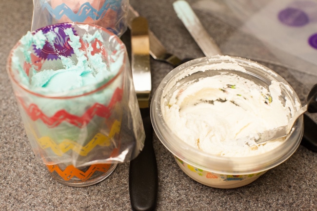 Chocolate Chip Cookie Cups with Unicorn Frosting from thelittlekiitchen.com