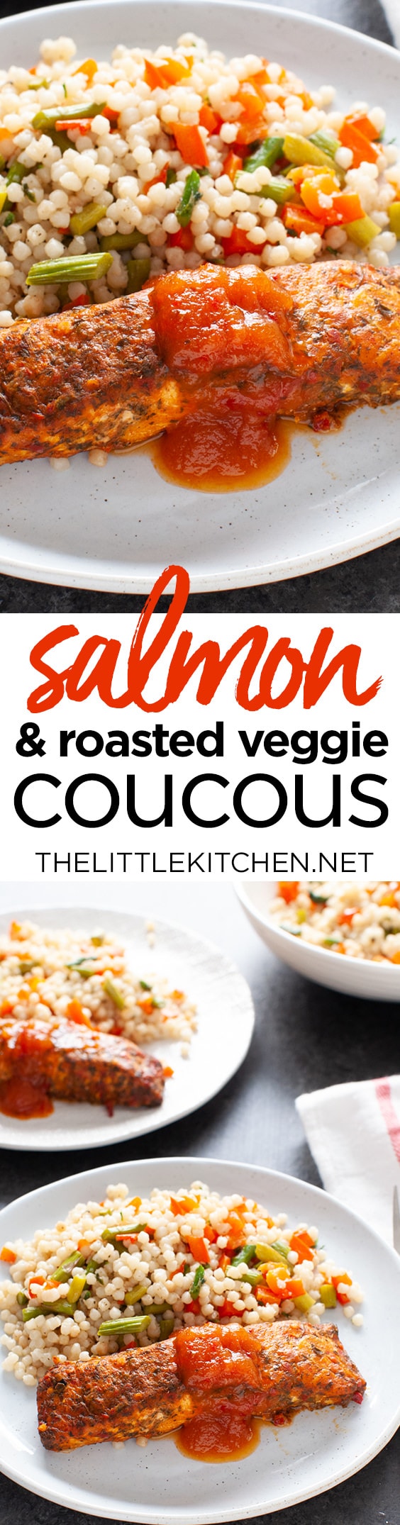 Salmon with Roasted Vegetable Couscous from thelittlekiitchen.com