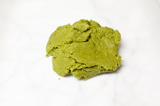 Matcha Cookie dough on marble baking slab from thelittlekiitchen.com